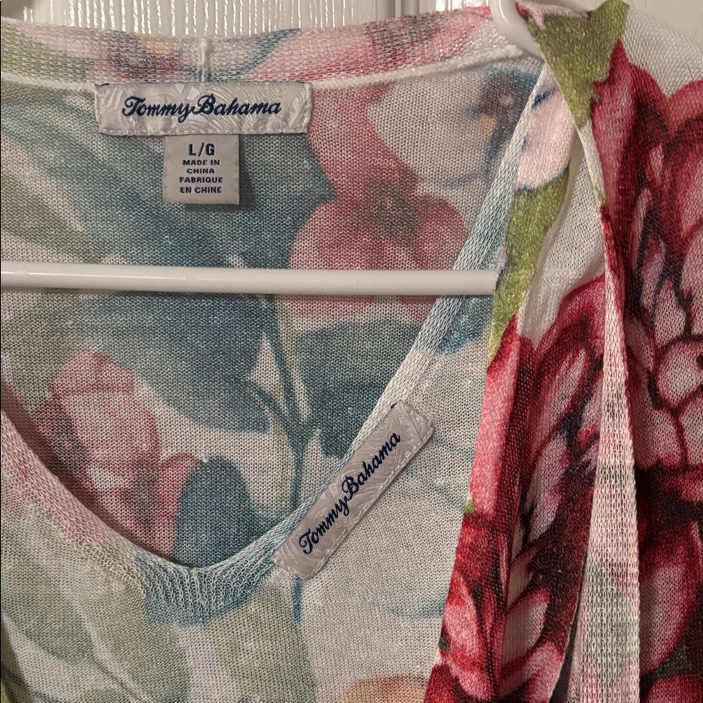 Tommy Bahama 2 piece Multicolor Floral Tank & Cardigan size L - Picture 4 of 5